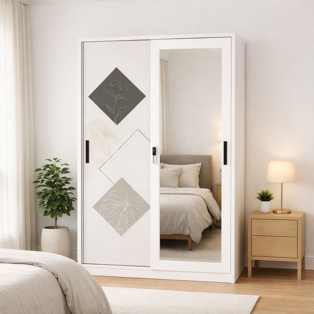 LEMARI BESI SLIDING LEMARI BESI PAKAIAN 120cm LEMARI PAKAIAN BESI SLIDING LEMARI BESI SLIDING 2 PINT