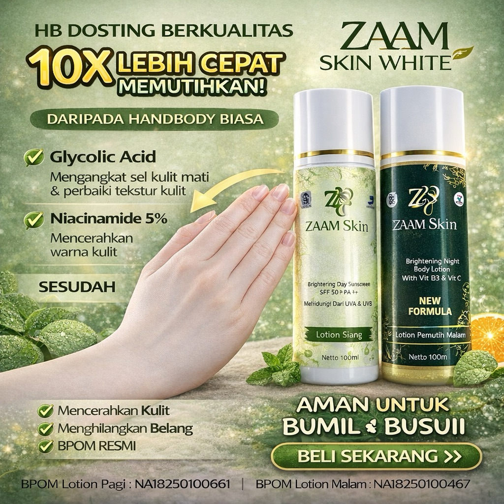HB Body Lotion Pemutih Badan 10X Lebih Cepat – ZAAM Skin White Asli BPOM | Aman Bumil Busui | Kulit 