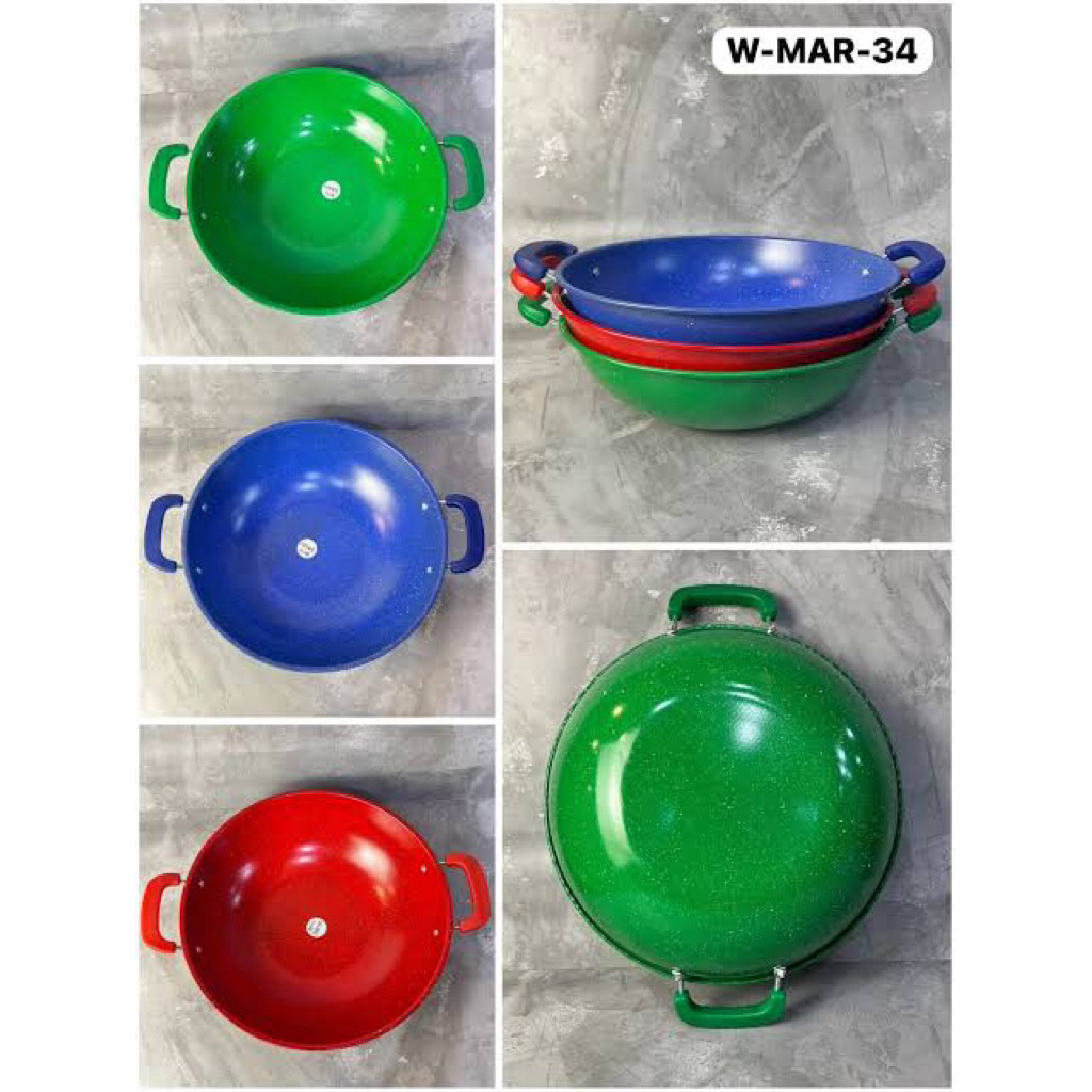 Wajan kuping enamel anti lengket / Wajan marble warna warni Ukuran 32cm Samarinda