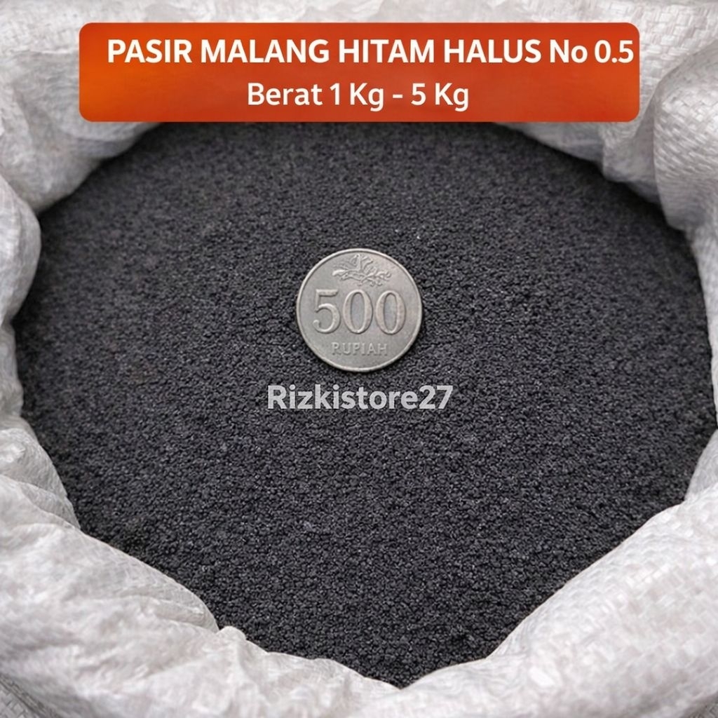 Pasir Malang Hitam Halus No 0.5 | Media Tanam Aquarium Dekorasi Aquascape | Berat 1–5 Kg