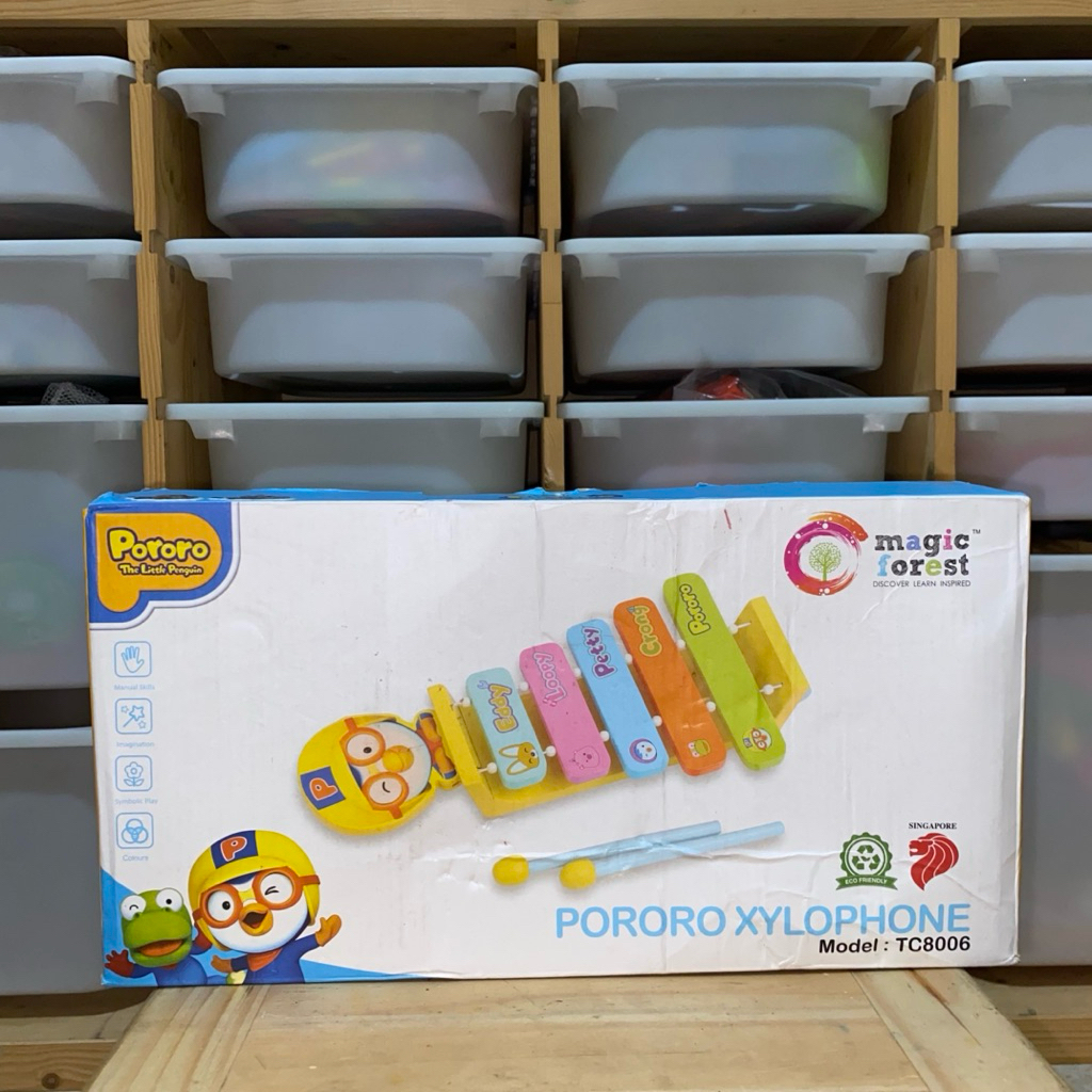 Original Iconix Pororo Wooden Toys Pororo Xylophone - Mainan Kayu Xylophone Pororo