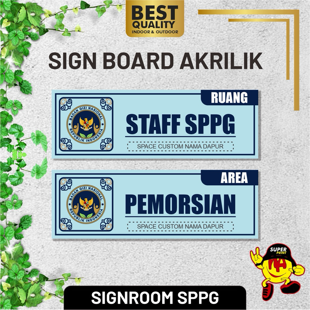 NAYARA Signroom Dapur SPPG / Papan ruangan dapur MBG / Nama Ruangan Dapur akrilik