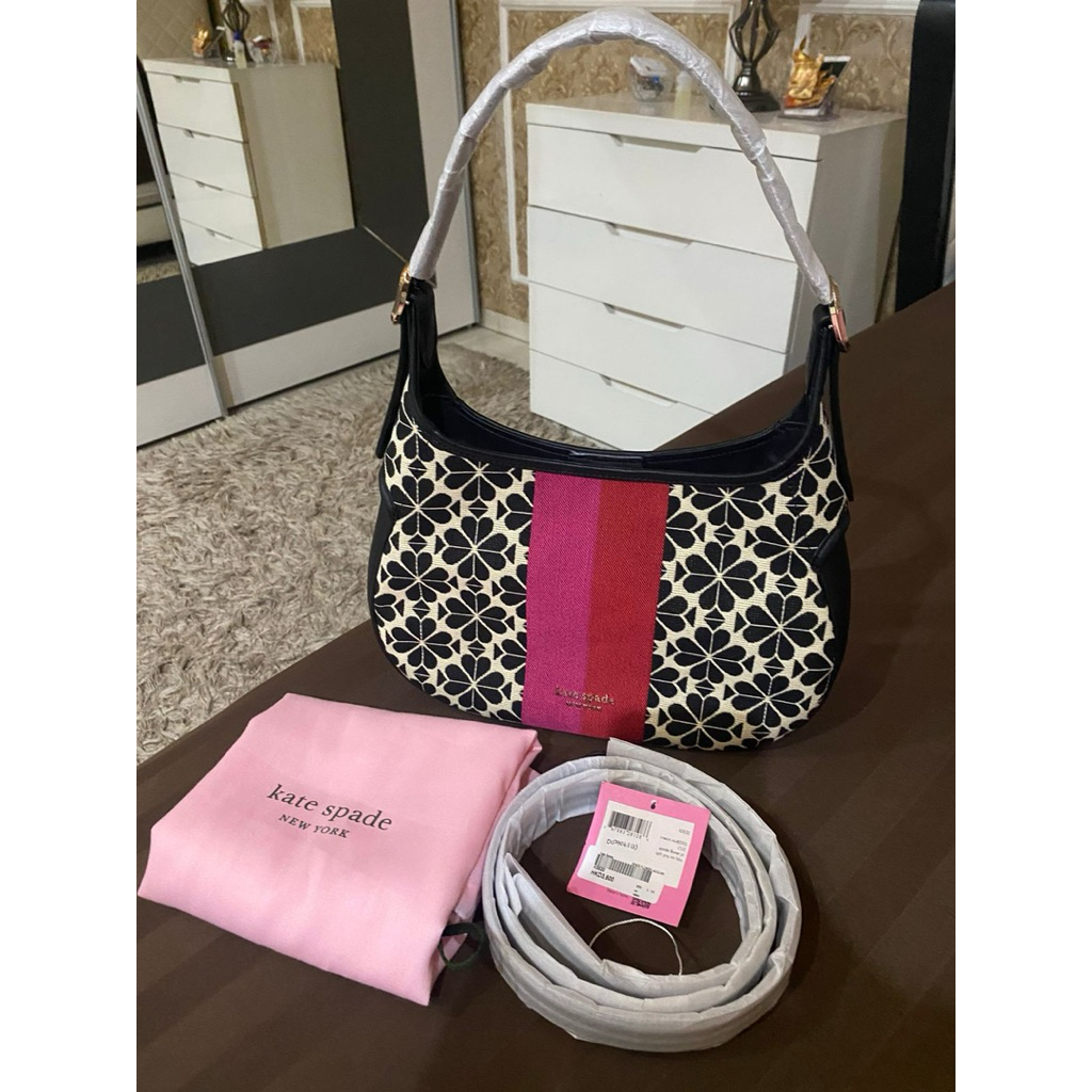 KS flower jacquard stripe penny small hobo bag