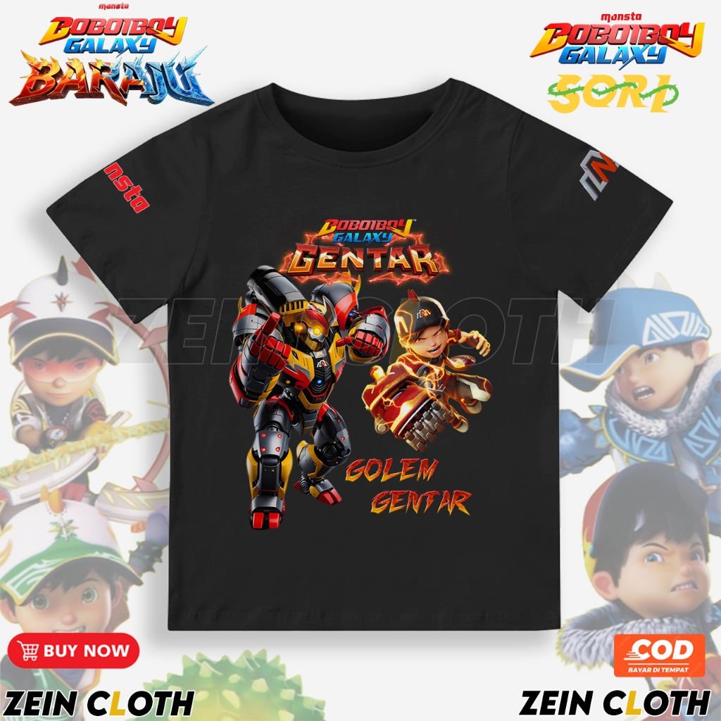 Kaos Anak Boboiboy Galaxy / Baju Kaos Anak Boboiboy Gentar Golem Gentar