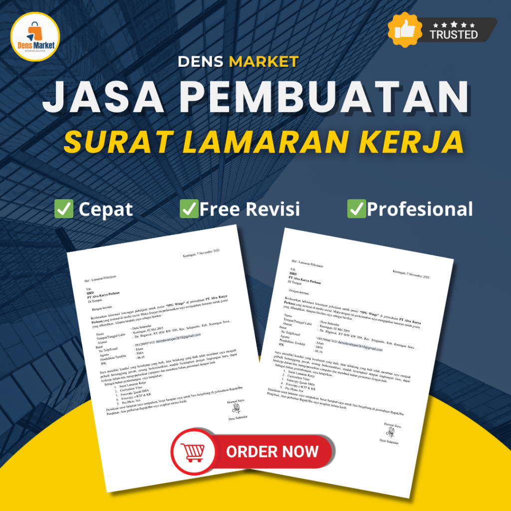 Jasa pembuatan Surat Lamaran | Surat Lamaran Kerja | Surat Kerja | Lamaran Pekerjaan