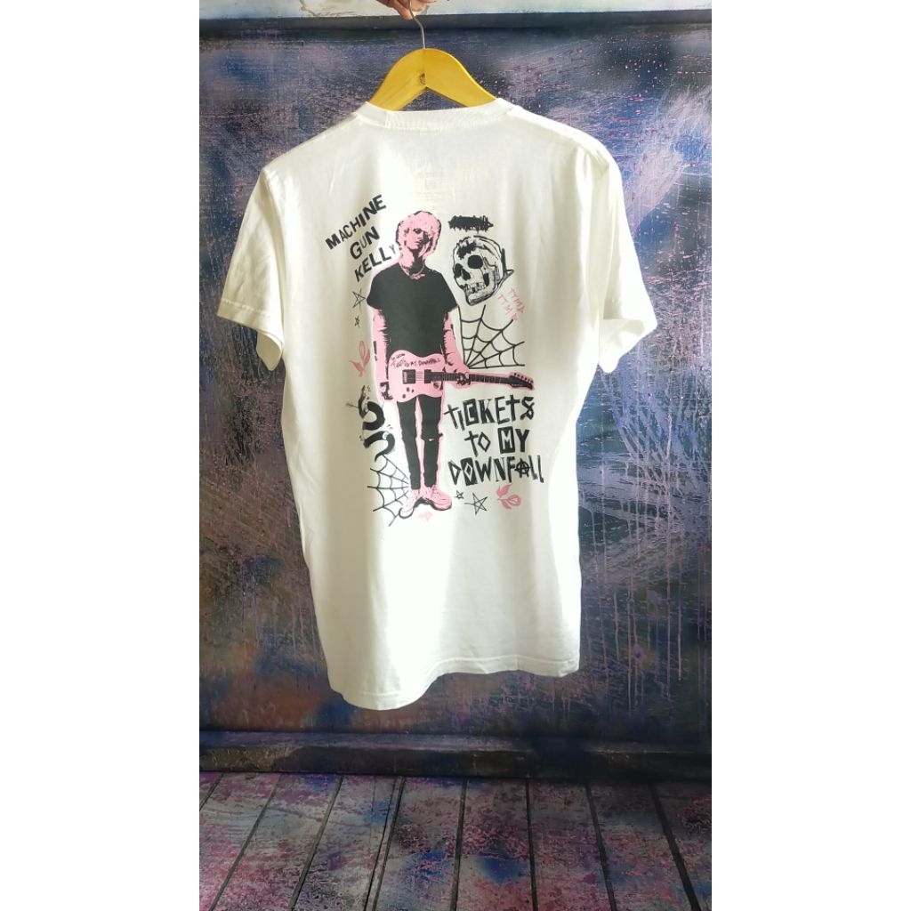 t-shirt kaos putih band gitar tour second