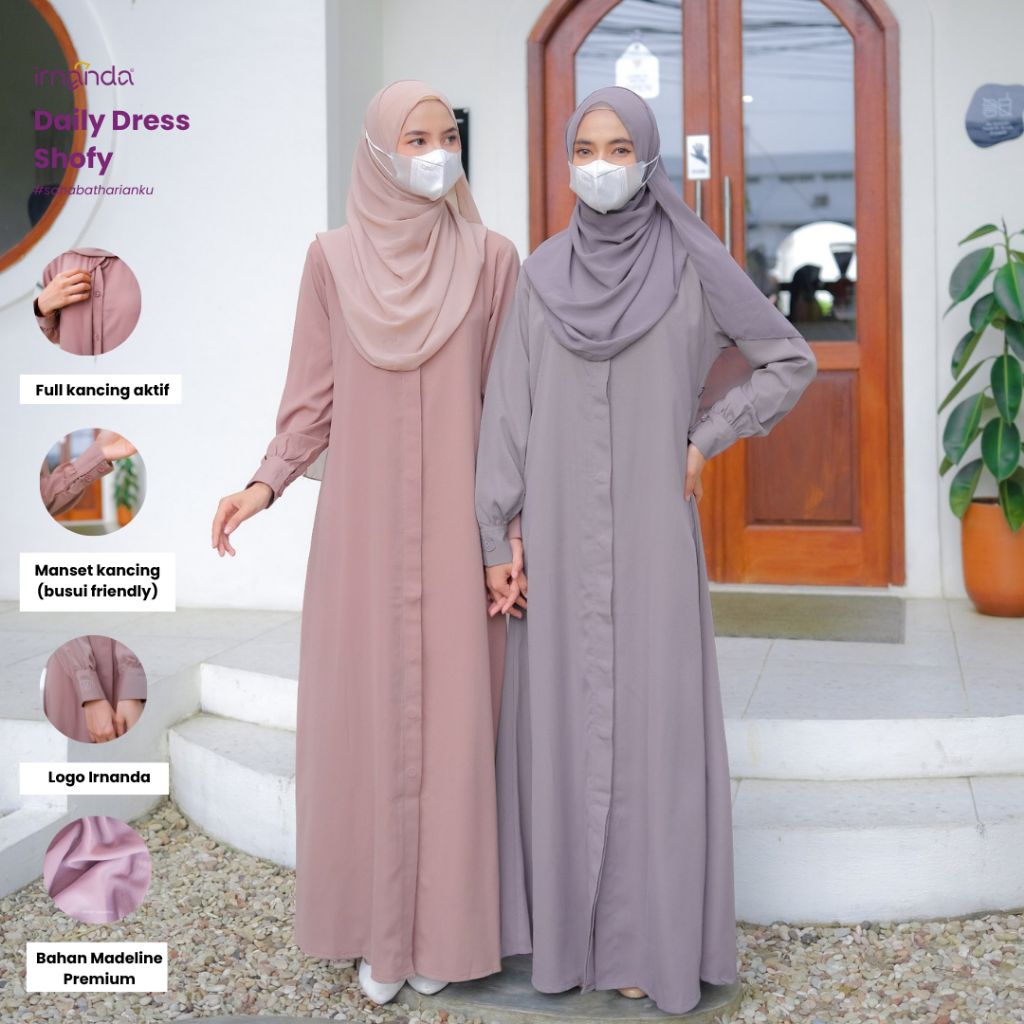 Irnanda Gamis Shofy Dress Outer Polos Premium Wanita Dewasa & Remaja – Simple Elegan