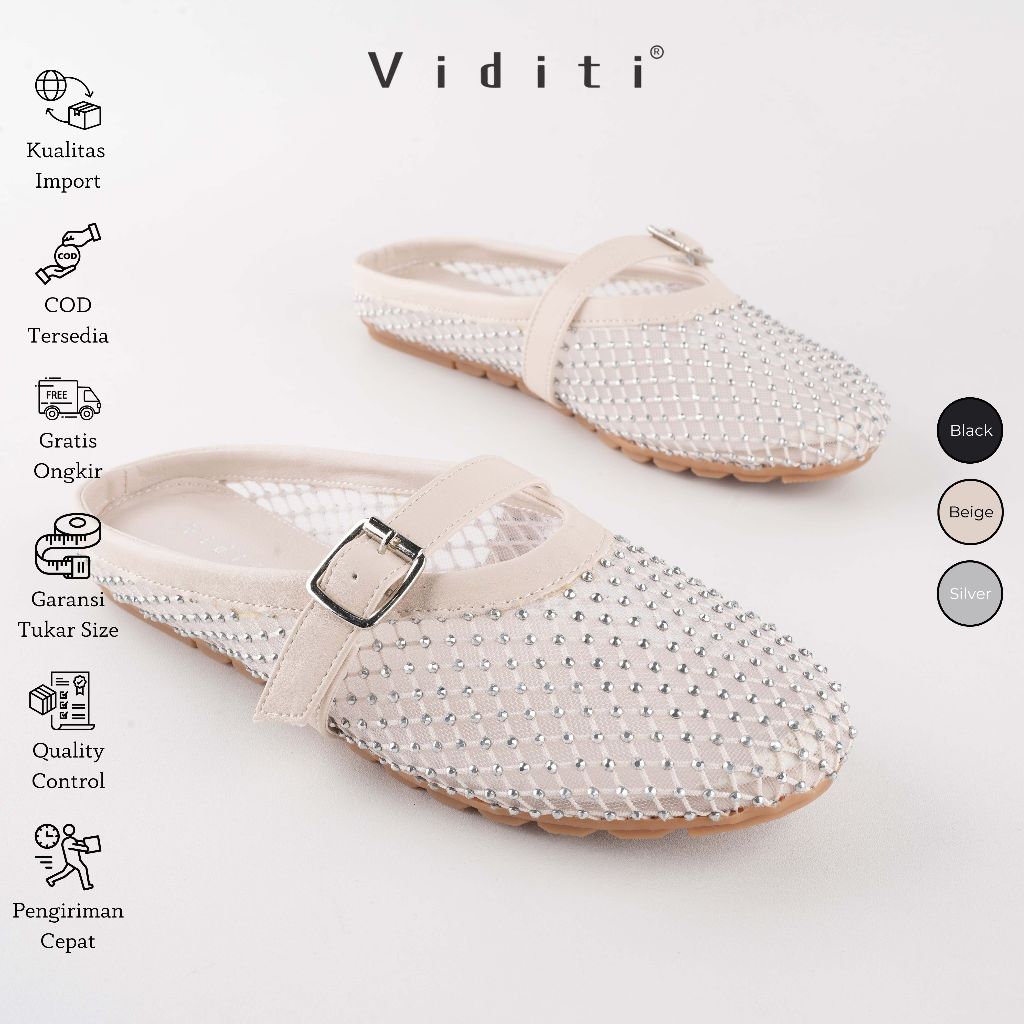 Viditi Mirabelle Sandal | Sandal Import Wanita | Flat Shoes | Mules | Sandal Tali