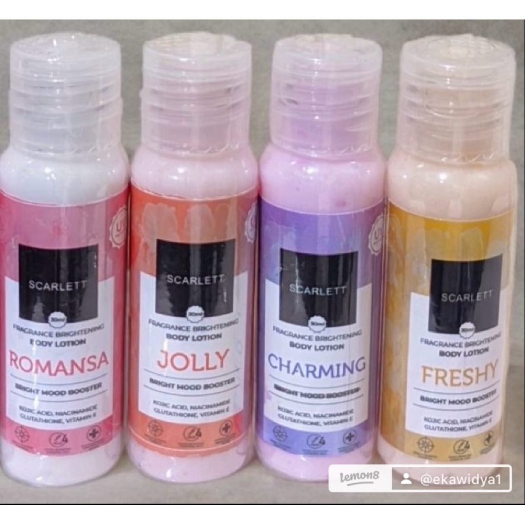 Lotion Tubuh Scarlett Ukuran Mini 30ml - Mencerahkan, Melembabkan, Meratakan Warna Kulit