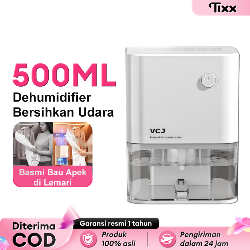 TIXX Dehumidifier Tangki Air 500ML Dehumidifier Kamar 25W Anti Bising 20dB Air Purifier 2 IN 1