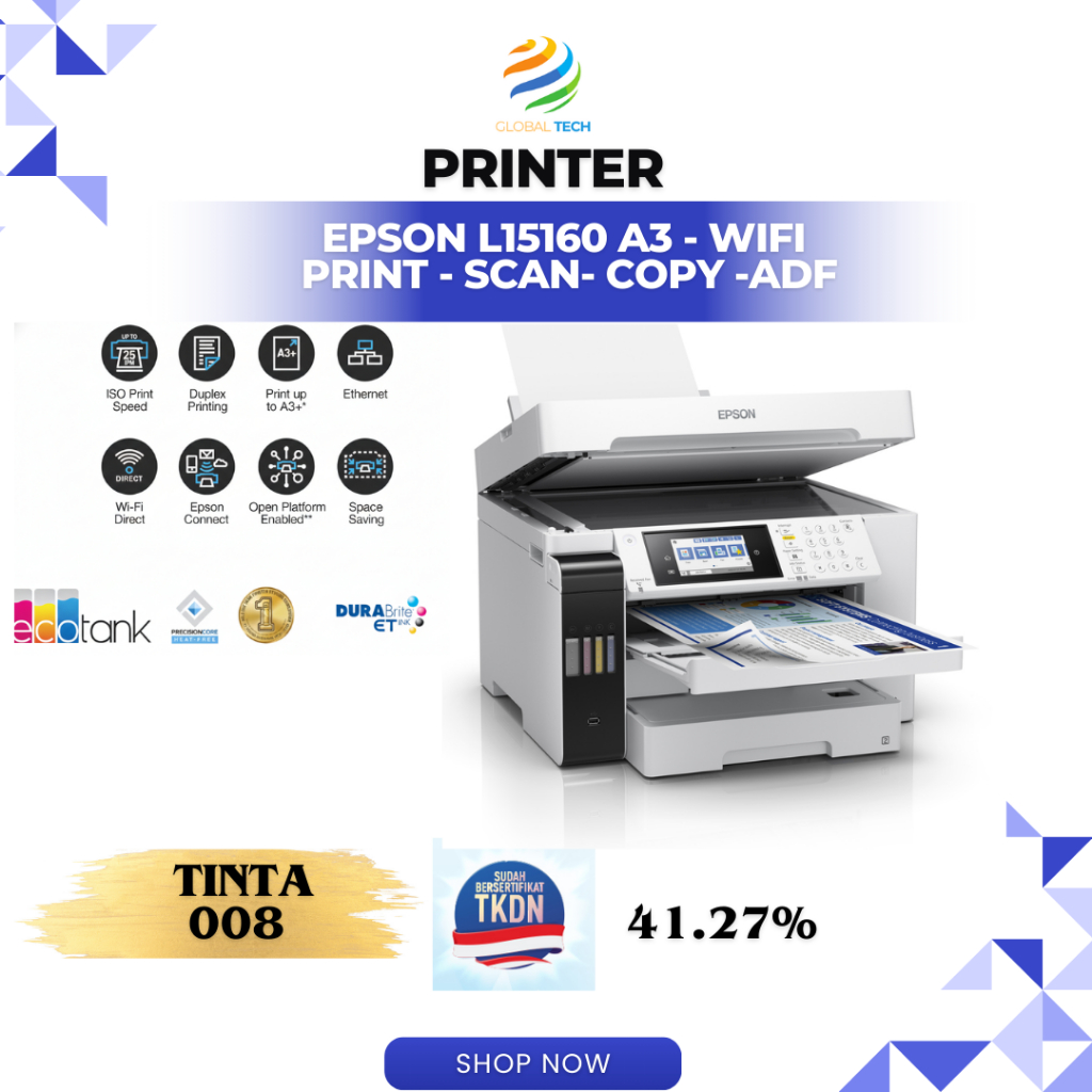 Printer Epson L15160 A3 Wifi - Print Scan Copy Fax ADF Garansi Resmi Epson