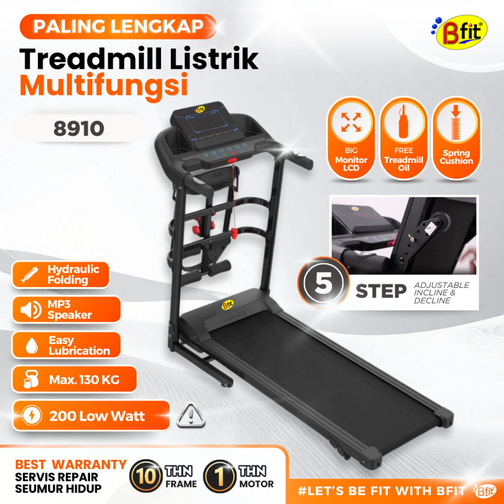 (JAKARTA) BFIT 8910M Motorized Treadmill Listrik Multifungsi