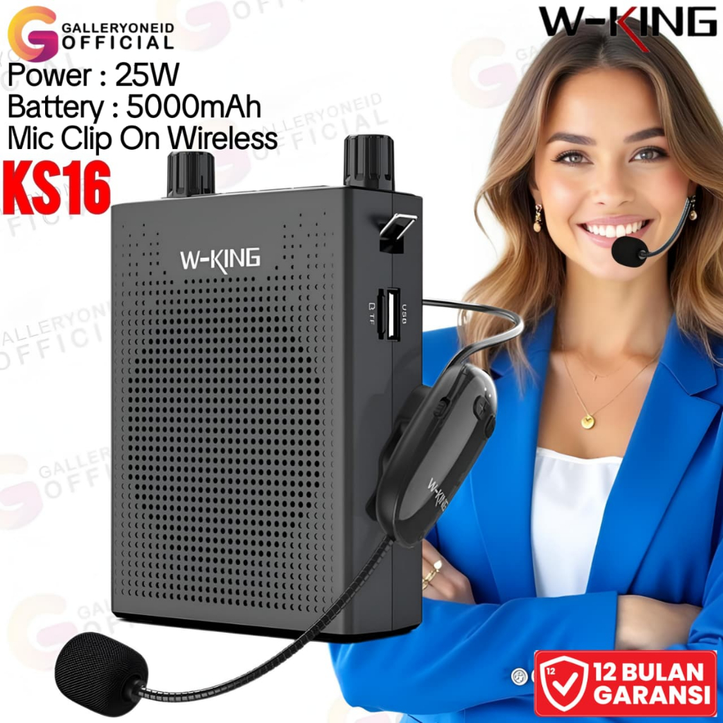 Speaker Bluetooth Pinggang Pengeras Suara WKing KS16 Megaphone W King Mengajar Tour guide