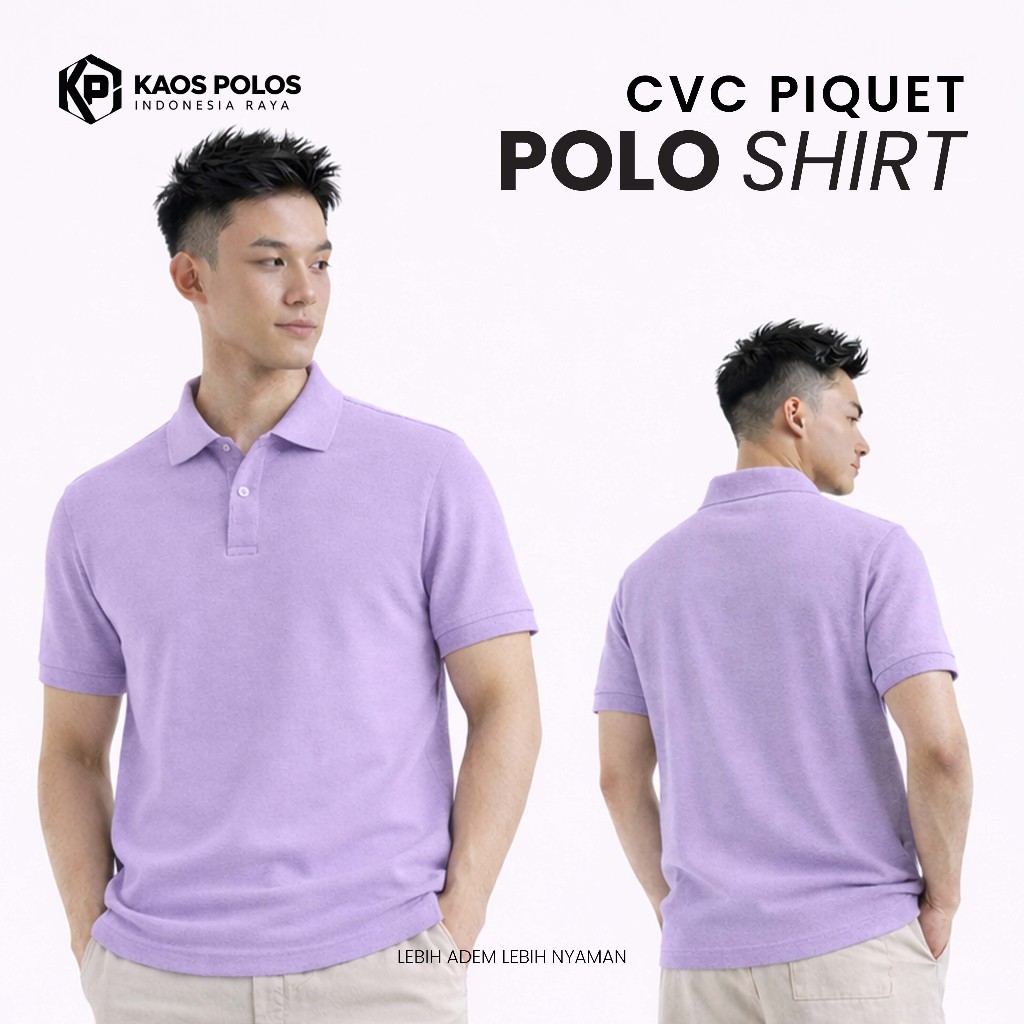 KPIR - Ungu Muda Polo Shirt Pria Kaos Kerah Premium Cotton Pique | Kaos Polo Pria Premium
