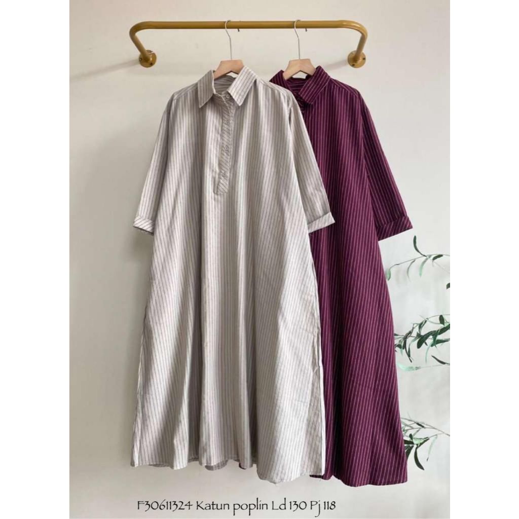 Long Tunik Niewen Dolbi Print | Tunik Katun Linen Polos | Tunik Strip Poplin || Tunik Kotak-Kotak