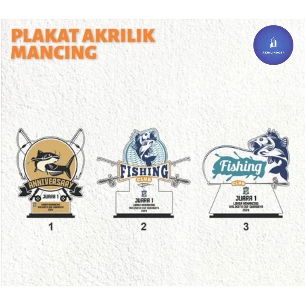 Trophy Akrilik/Plakat Akrilik/Piala Akrilik Mancing Mania / Trophy Akrilik Custom Mancing