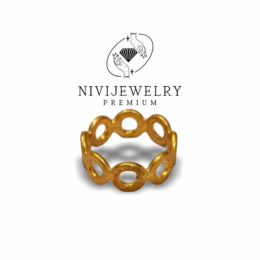 Cincin Emas Replika Model Rantai Bulat Elegan Nivijewelry