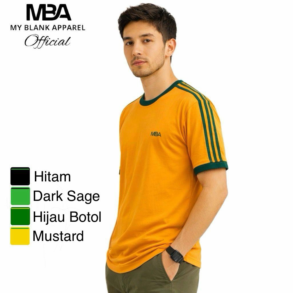 Kaos Ringer Tee Stripe MBA MyBlankApparel 100% Cotton 24s Kaos Polos Pria Wanita Adem Dan nyaman