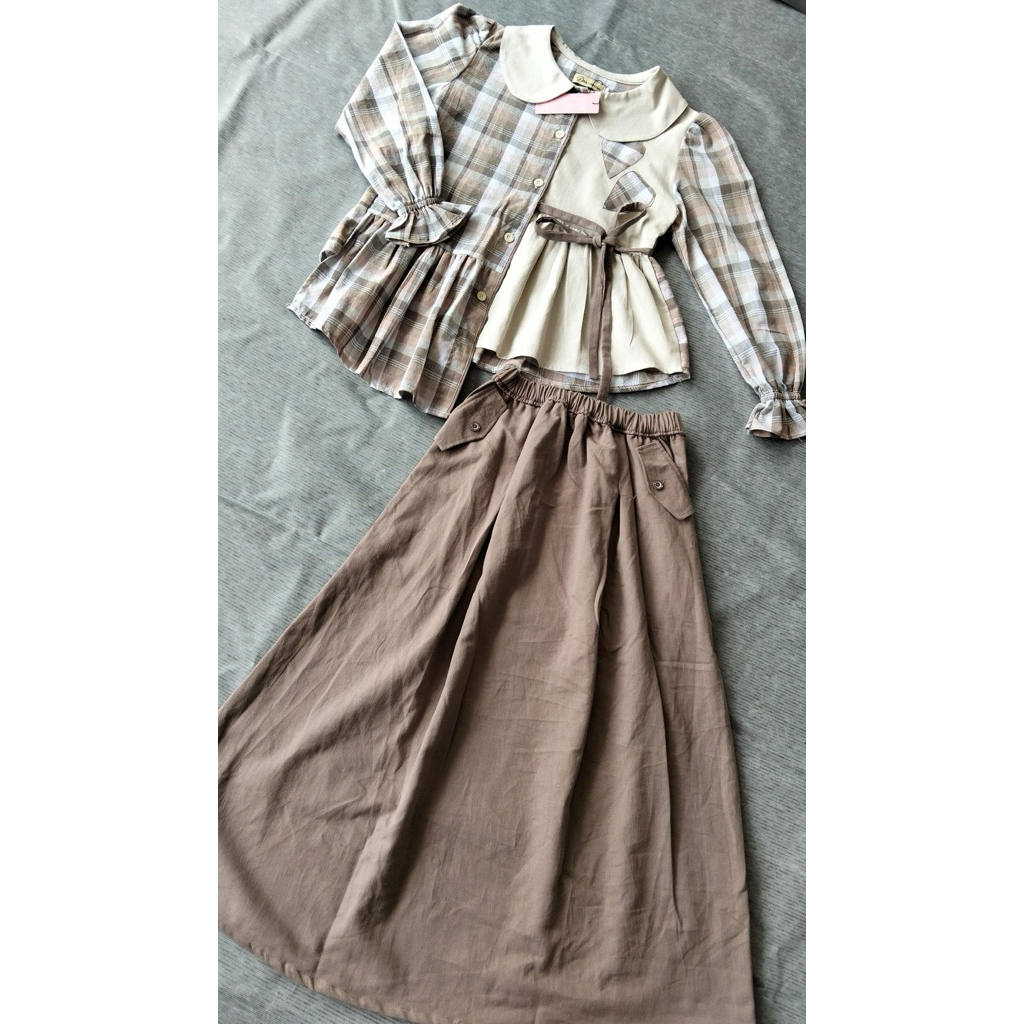 gamis salur triset  anak peremuan /gamis katun TRISET
