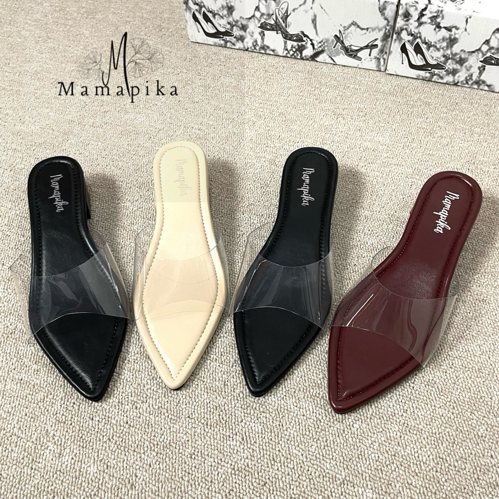 RAISA Sendal Heels Wanita Merah Burgundy 3 cm - Desain Elegan, Anti Slip, Nyaman Dipakai