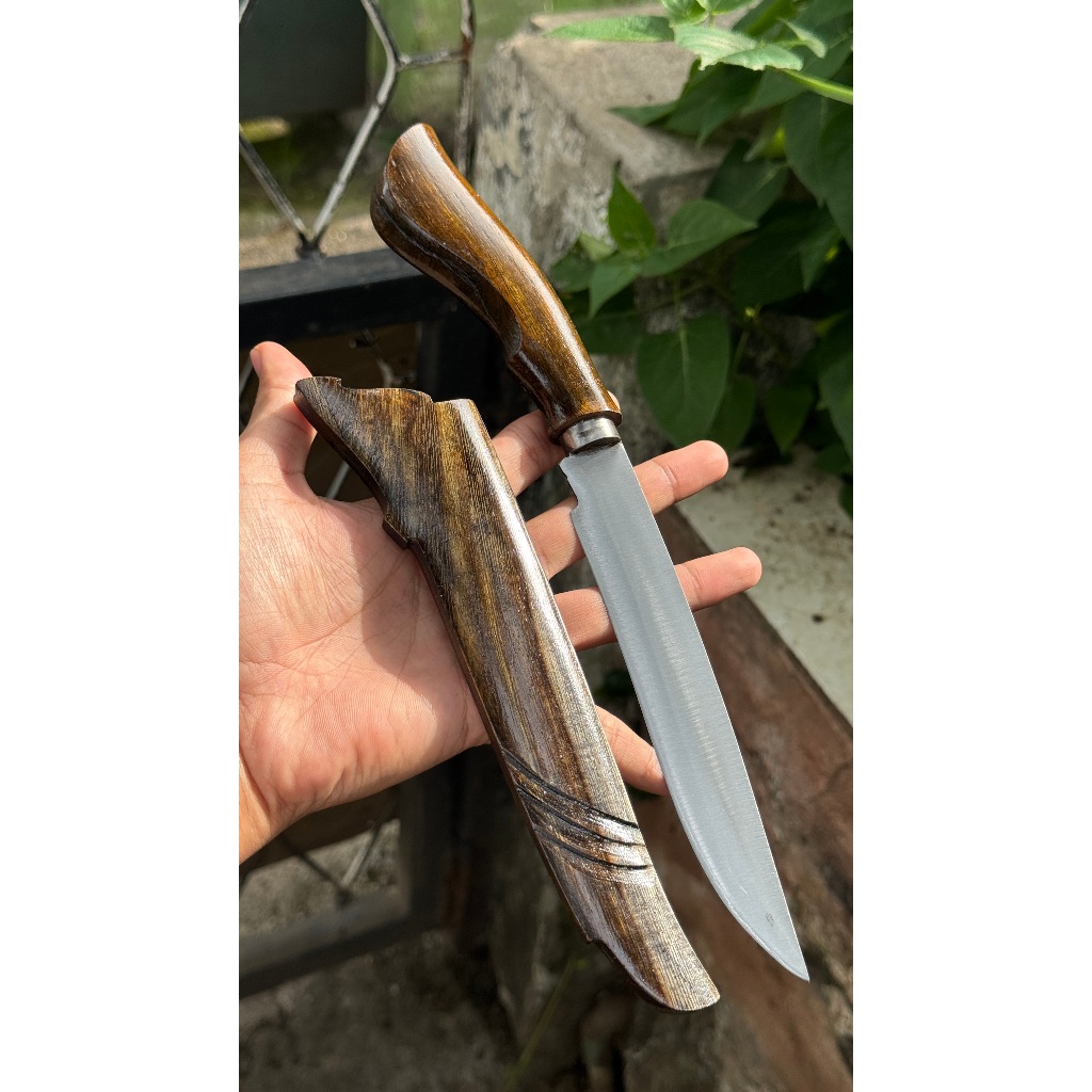 PISAU MINI UKIR BAJA Asli KAYU JOHAR Pisau Dapur Serbaguna Siap Pakai Iris Buah  Hunting Original