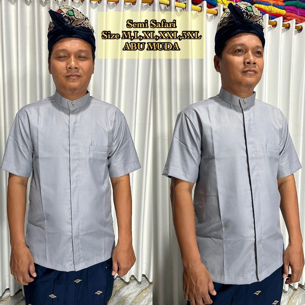 Kemeja Semi Safari Pria Dewasa Lengan Pendek