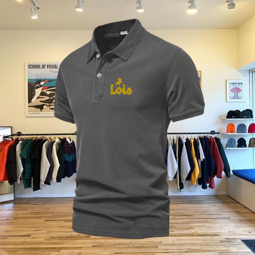 COD T-Shirt Polo Kerah Lois Text Gold Kaos Kerah Unisex