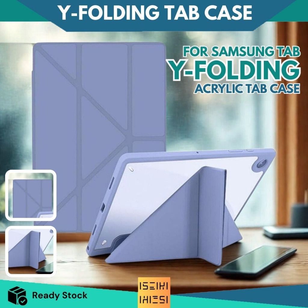 Y-Fold Case Acrylic Samsung Tab S9 FE / A9 Plus / A7 Lite / S6 Lite / A8 Casing Tablet With Pen Slot