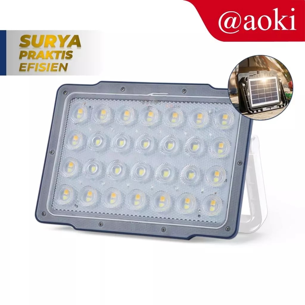 AOKI Lampu Sorot Solar Multifungsi – LED Terang, Power Bank, Magnet, Tripod, Lampu Darurat -YS