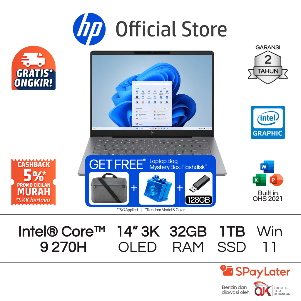 Laptop HP Pavilion Plus - OmniBook 7 14 [NEW] Intel Core 9 UHD 32GB RAM 1TB SSD Silver Free Windows 