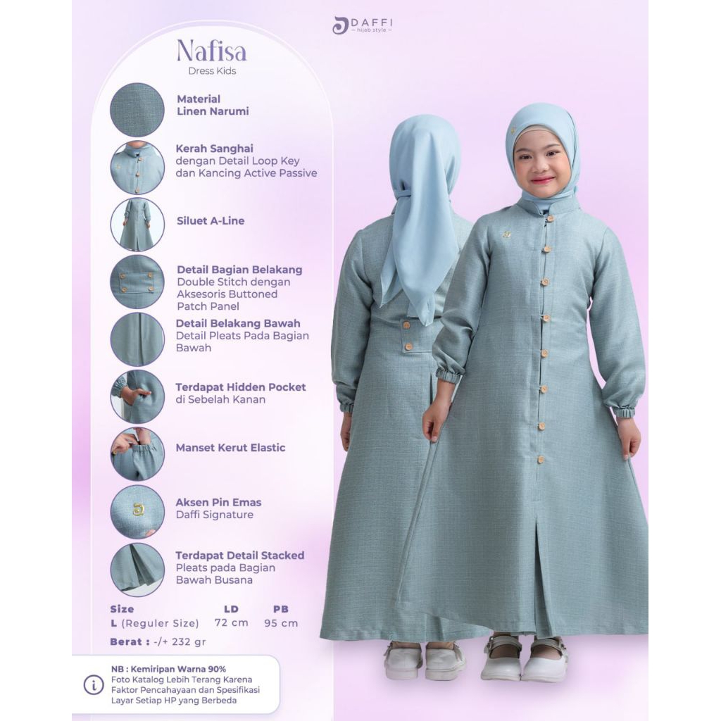 Dress Anak Daffi Nafisa Kids Series gamis anak dress anak ORI Daffi