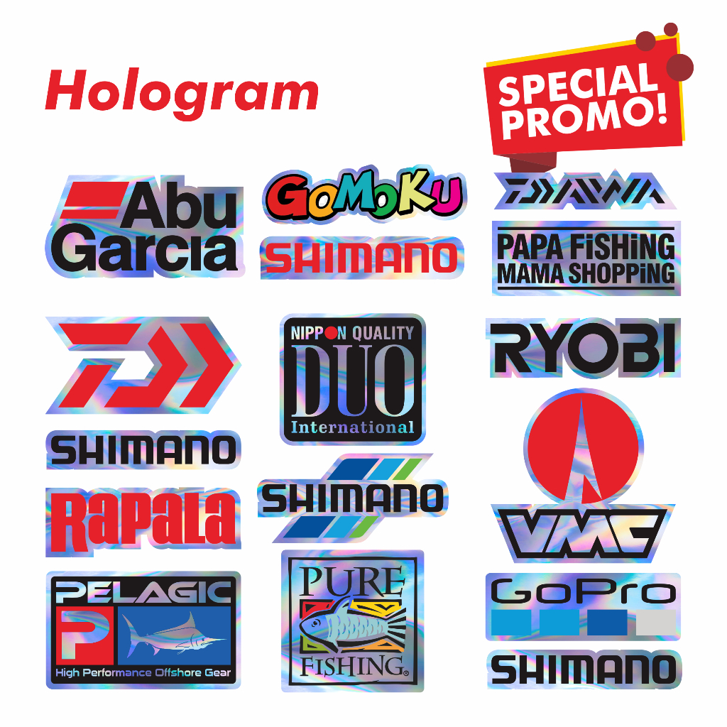 Stiker Pack Hologram Mancing Logo Brand Mancing Terkenal - Murah & Waterproof 20