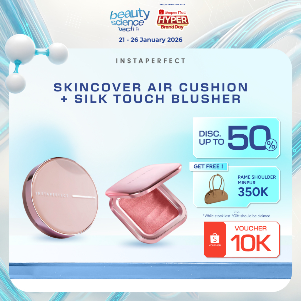 Instaperfect Base & Blush Daily Set- Skincover Air Cushion & Silk Touch Radiance Blusher- Bundle Mak