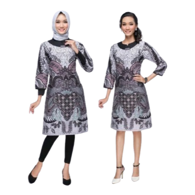 TUNIK BATIK POLA DAUN BAJU TUNIK JUMBO SERAGAM TUNIK BATIK