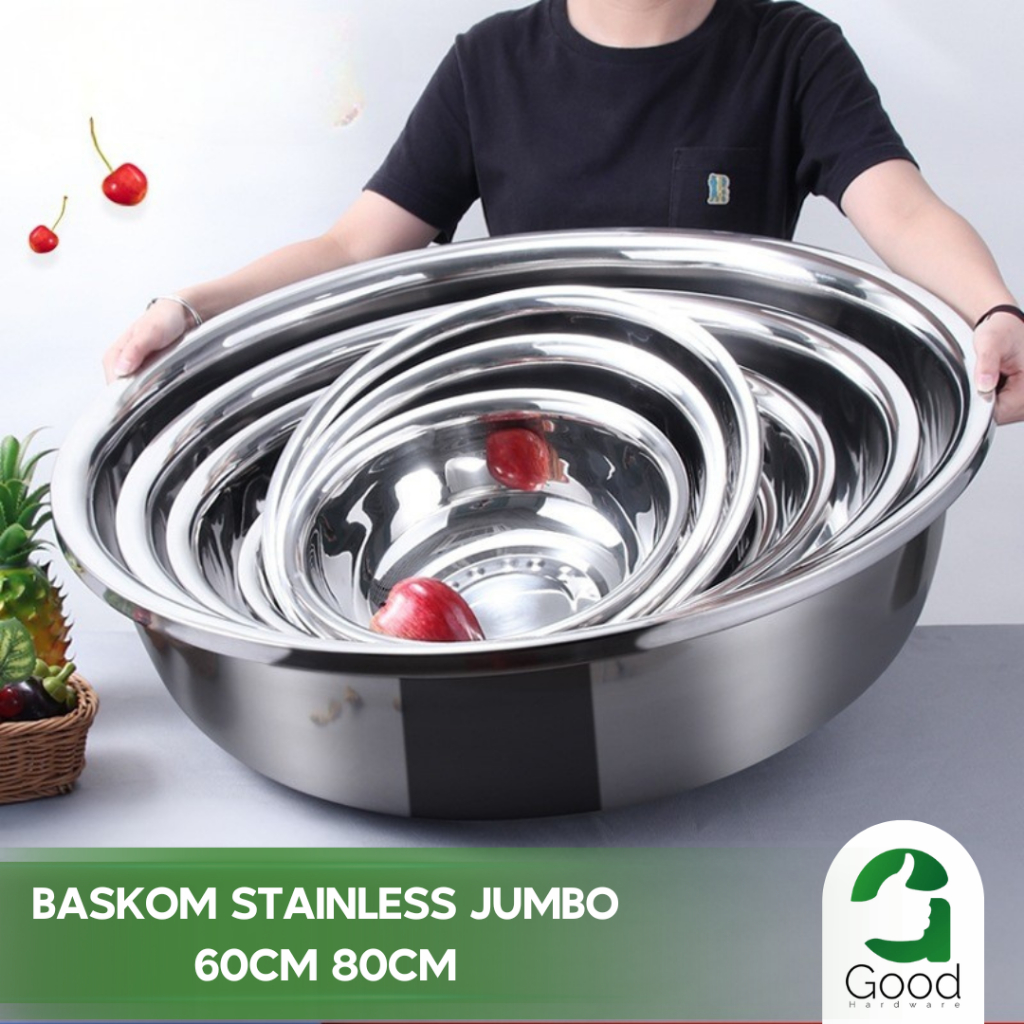 Baskom Jumbo Stainless Food Grade Basin Buah Sayur Baskom Besar Wadah Makanan