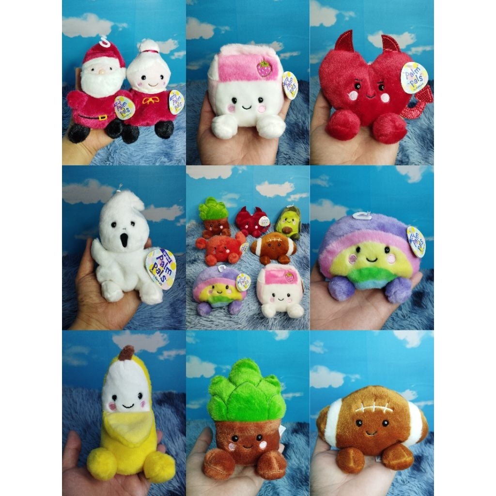 PALM PALS PLUSH ORIGINAL Boneka Palm Pals Rainbow Milky Strawberry Crab Heart Avocado Rugby Ball Pal