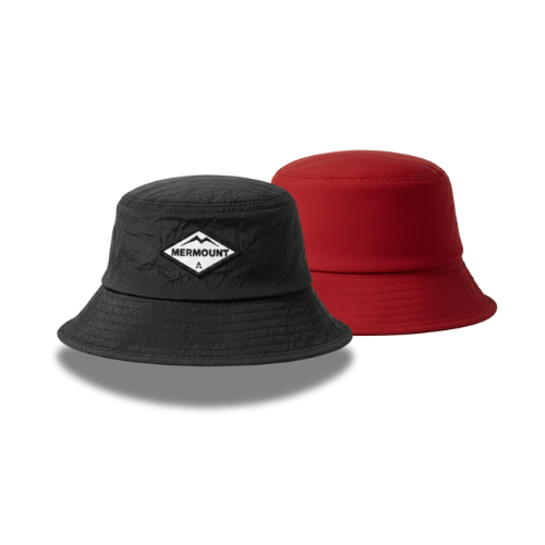 MERMOUNT | Bucket Hat Bolak Balik | Topi Bucket Parasut Merah Hitam | Premium Original Produk