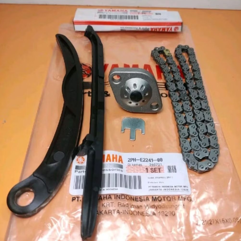 Paket rantai keteng+lidah
tensioner+tonjokan keteng Mio M3 Mio s Mio GT 125 Fino 125 X-Ride 125