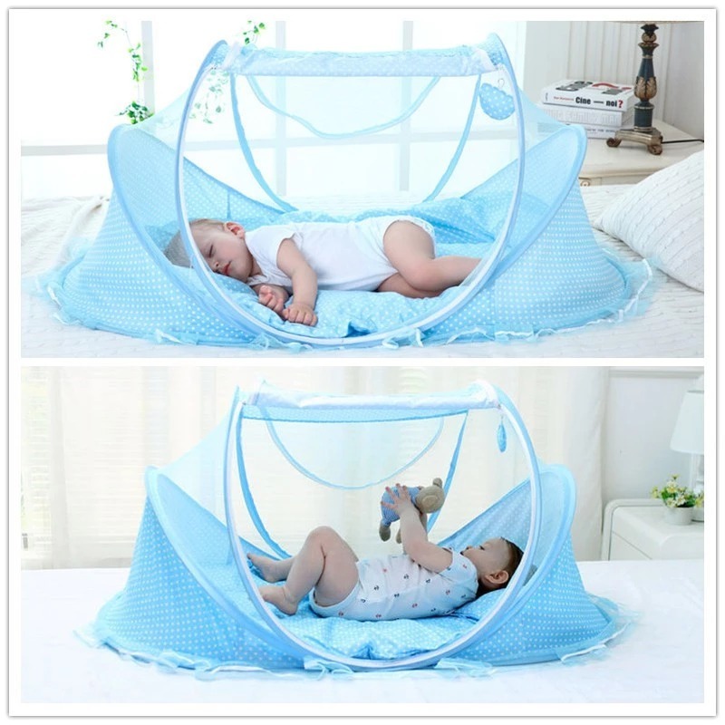 Kelambu Lipat Bayi Tempat Tidur Bayi Anti Nyamuk / Kasur Bayi Set Kelambu Musik 3 In 1 / Kasur Bayi Matras Kelambu
