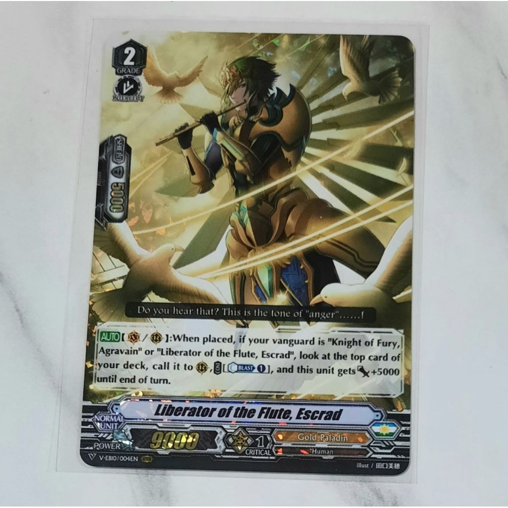 Kartu V-EB10 Liberator of the Flute, Escrad RRR Rare Cardfight Vanguard Clan Gold Paladin tcg bahasa