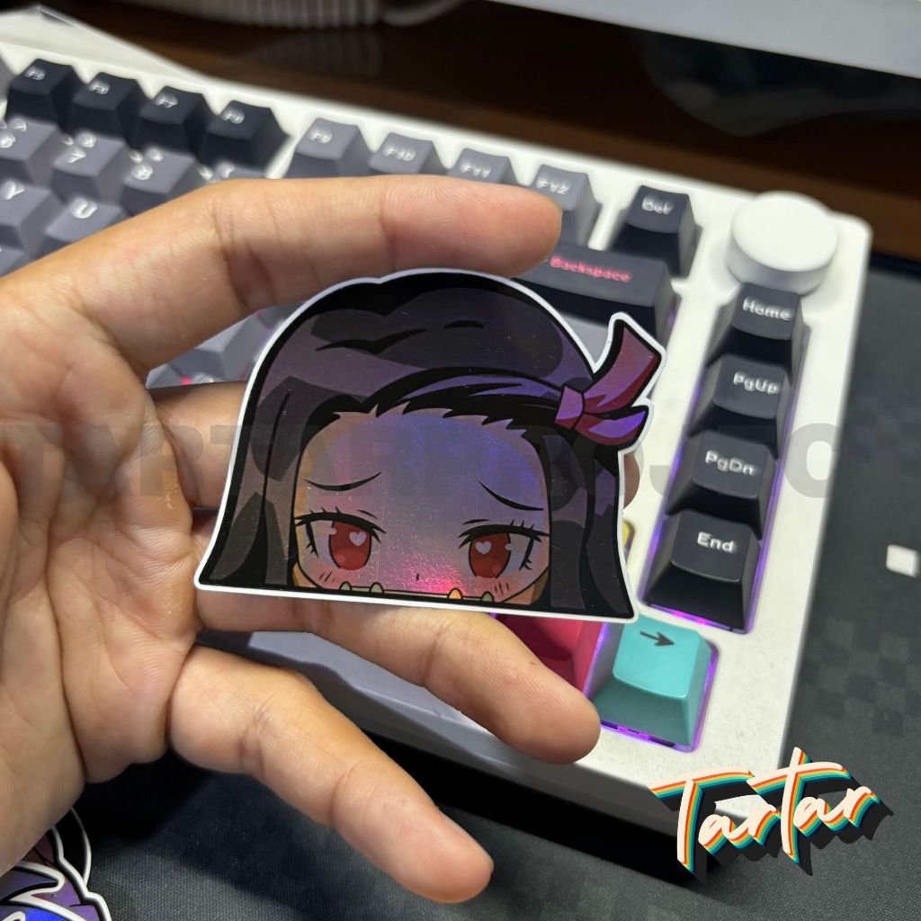 Sticker Hologram Anime - Nezuko Kamado Peeker