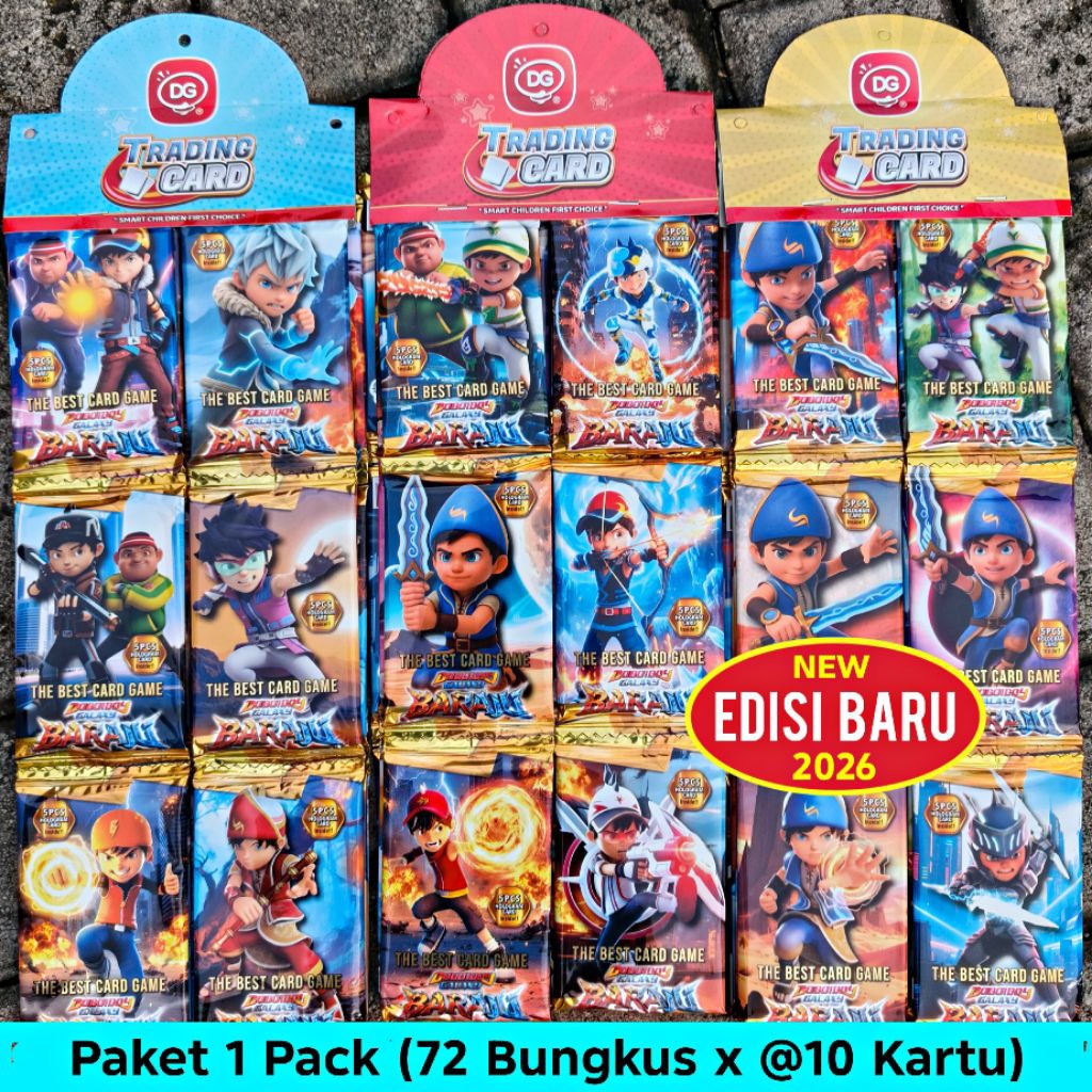 PAKET 1 PACK (72 Bungkus) KARTU BOBOIBOY GALAXY BARAJU DG NEW 2026 FOIL TRADING CARD MAINAN KARTU KO