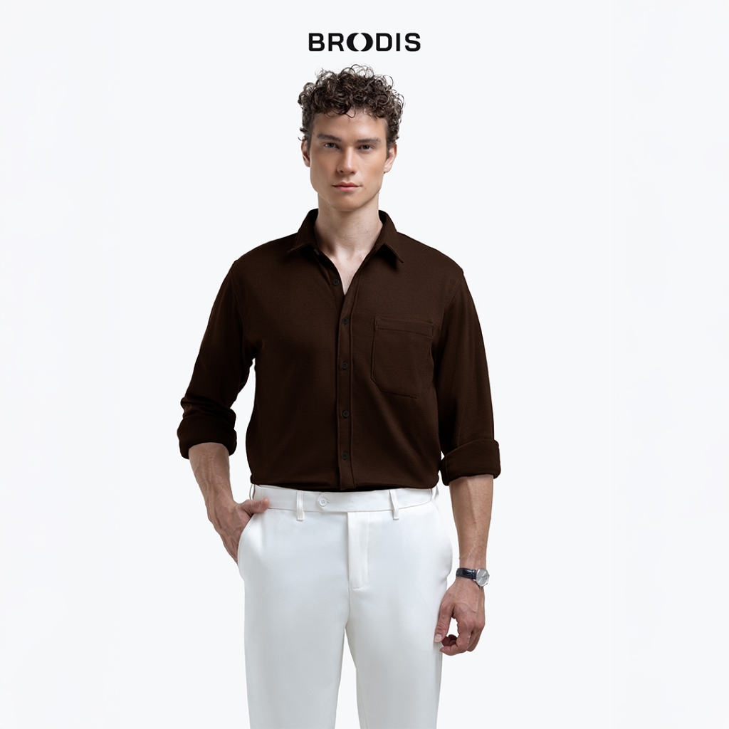 Broodis - Softee Kemeja Lengan Panjang Slimfit - Espresso