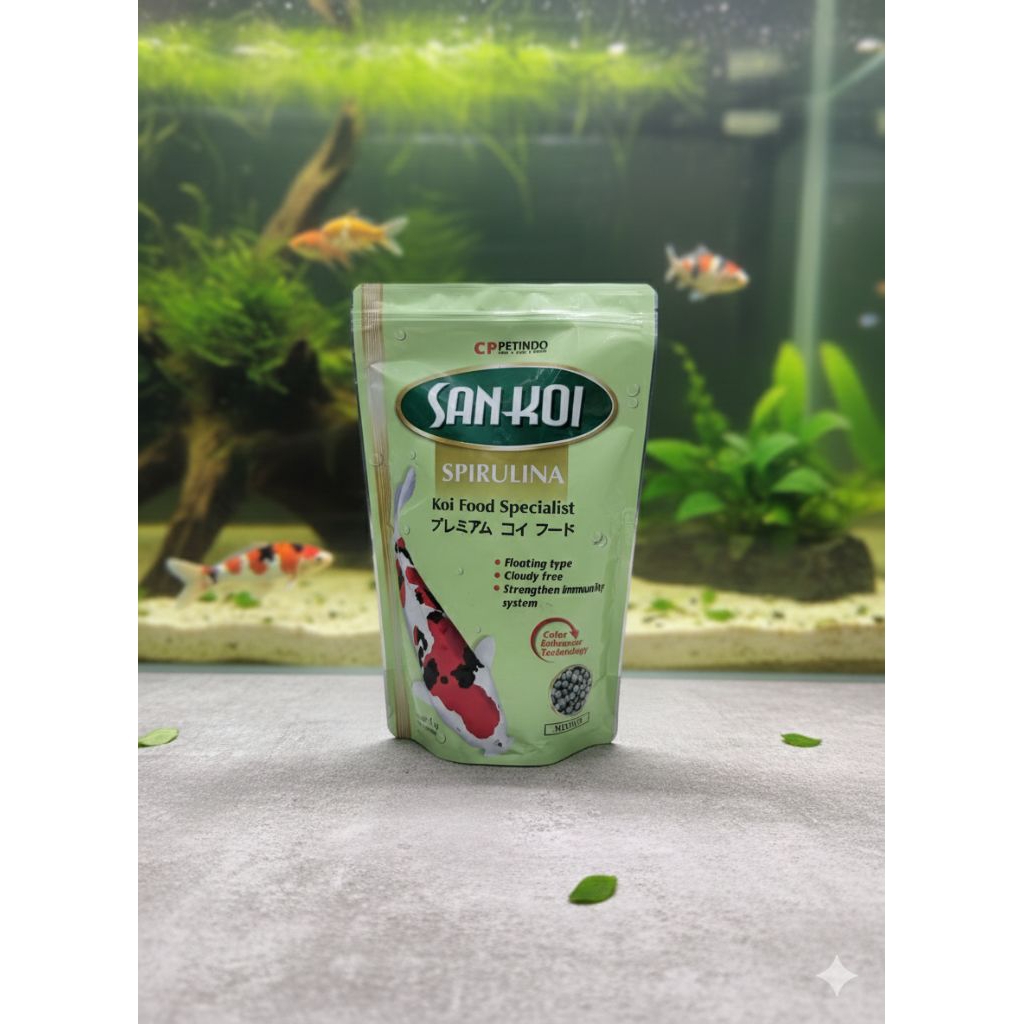 sankoi spirulina, pakan koi mengandung spirulina membuat warna koi lebih cerah