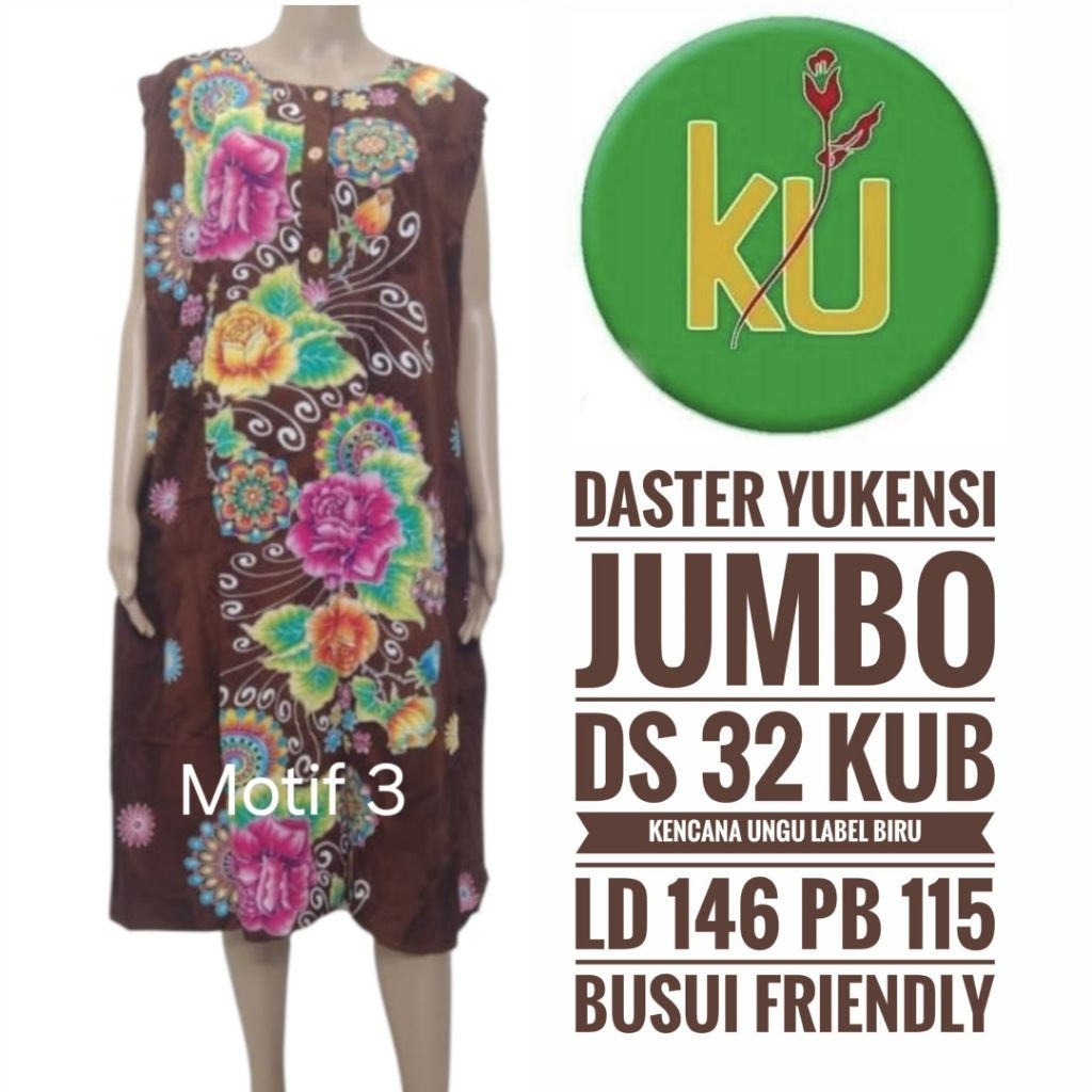 Daster Yukensi Jumbo Kencana Ungu Label Biru l Ds 32 Jumbo KUB l Daster  Kutung Kencana Ungu Label B