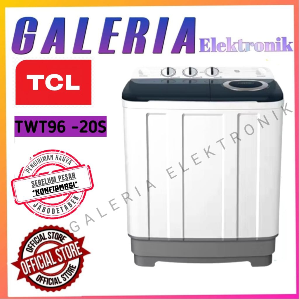 MESIN CUCI TCL TWT96-20S / TWT96 20S 9KG TWIN TUB SMART WASHING MACHINE