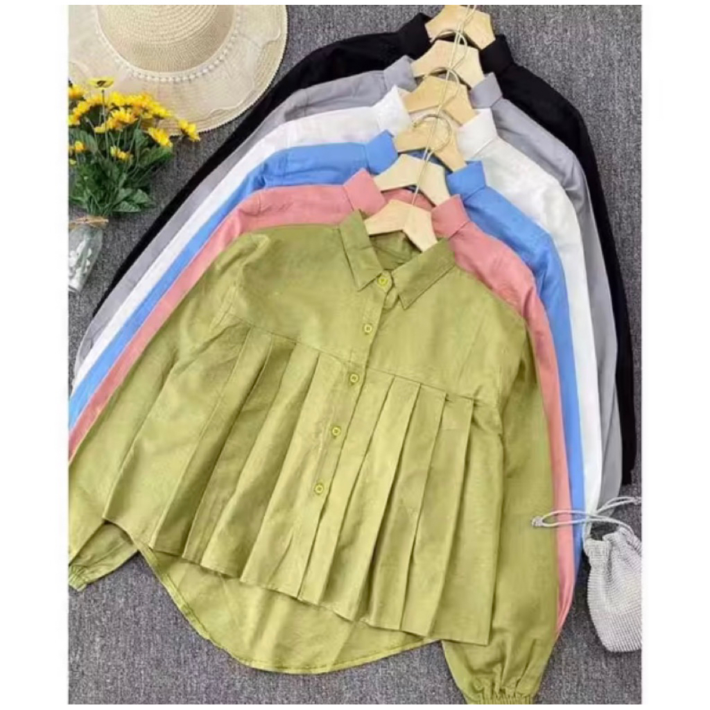 Baju Wanita Crop Model Rempel Depan - Linen Premium, Nyaman Dipakai, Desain Stylish