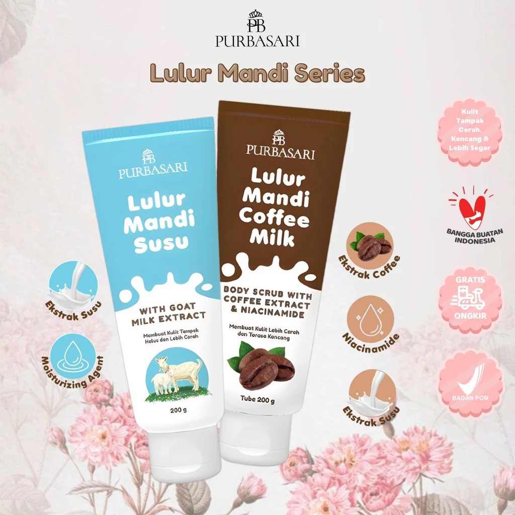 Purbasari Lulur Mandi Susu Kambing Tube 200gr / lulur mandi purbasari coffe - lulur pemutih whitenin