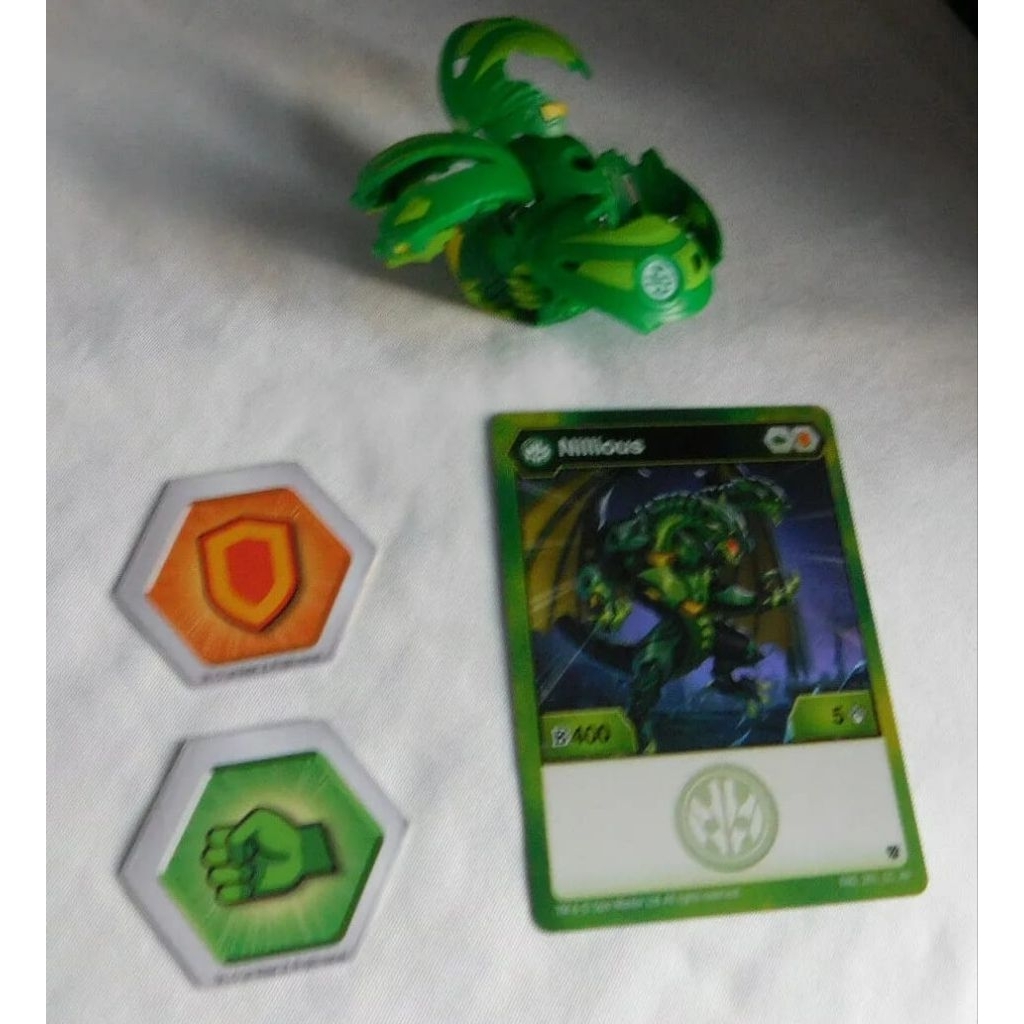 Bakugan Nillious Ventus warna hijau + 2 bakucore spin master armored elite