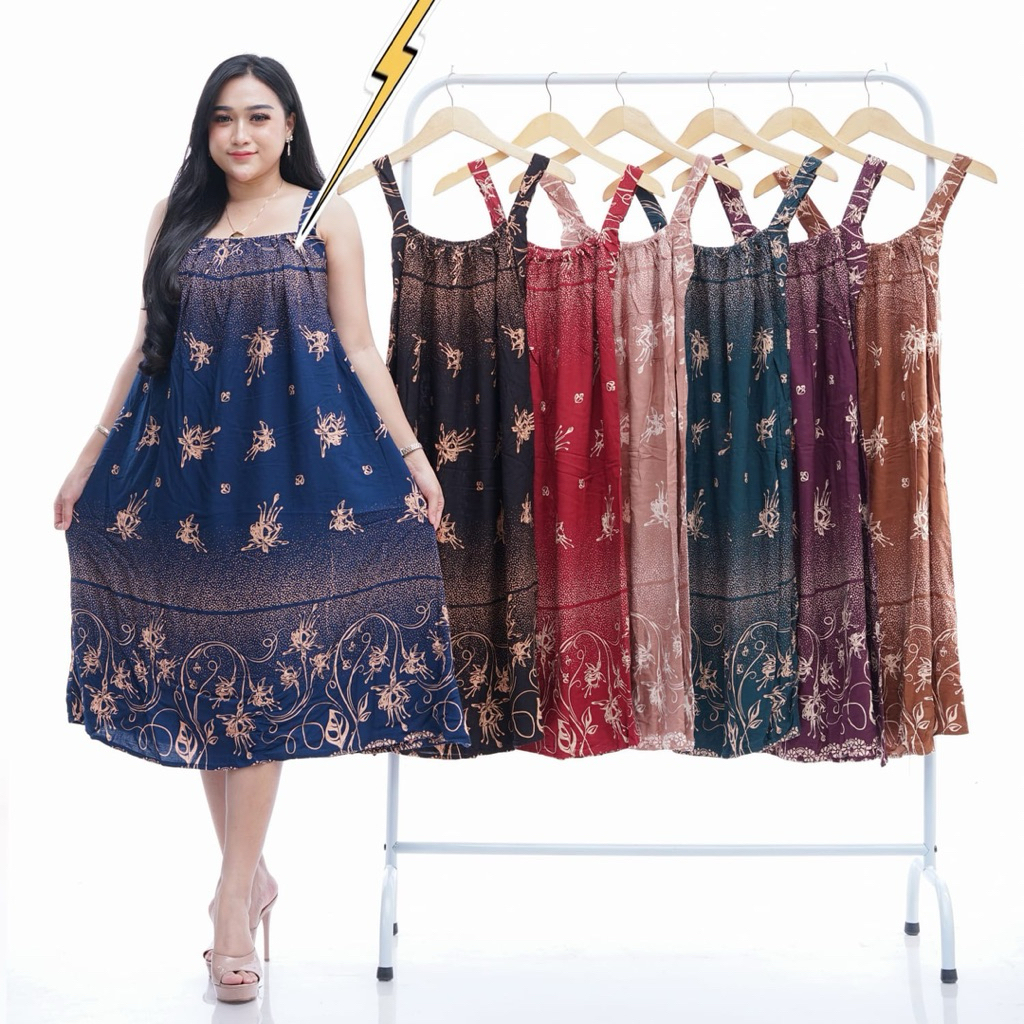 daster yukensi super jumbo big size yukensi tanpa lengan tali satu bahan adem motif zea